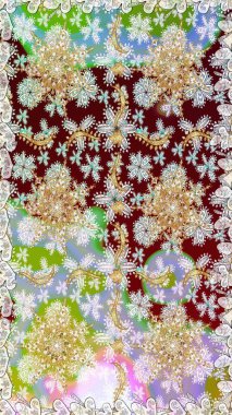 Tarafsız renklerde altın element. Doğu tarzı element. Davetiyeler, kartlar, web sayfası için Raster illüstrasyon. Çizgi sanatı tasarım şablonu için kusursuz sınır. Altın çizgili çiçek dekoru.