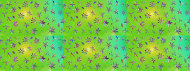 Yeşil ve sarı renkli çiçekler. Elle boyanmış suluboya resim çizimi çiçekler ve bitkiler.