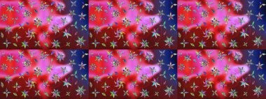 Çiçekli karalama şeklinde Raster çiçek deseni. Yumuşak, bahar çiçekli arka plan. Kırmızı ve pembe renkte çiçekler.