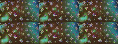 Raster illüstrasyonundaki çiçek desenli çizim. Kahverengi ve yeşil renkli çiçekler. Renkli Bahar Teması eskiz kalıbı. Düz Çiçek Elementleri Tasarımı.