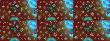 Küçük çiçekteki sevimli çiçek deseni. Kahverengi ve kırmızı renkte çiçekler. Raster illüstrasyonu.