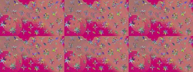 Raster çiçek desenleri çiziyor. Vadinin pembe ve morumsu çiçekleri.