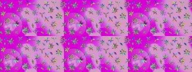 Tarafsız ve morumsu renklerde nötr ve mor papatya deseni. Raster illüstrasyonu. Nötr ve morumsu renklerde.