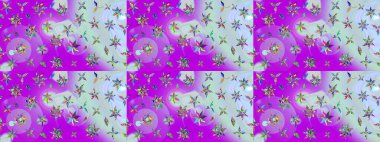 Çiçekli güzel suluboya desen. Raster illüstrasyonu. Tarafsız ve mor renklerde.