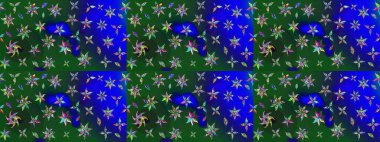 Güzel çiçek deseni. Mavi ve yeşil renkli çiçekler. Renkli Bahar Teması eskiz kalıbı. Düz Çiçek Elementleri Tasarımı.