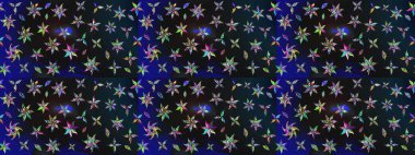 Raster illüstrasyonundaki çiçek desenli çizim. Gri ve mavi renkte çiçekler. Renkli Bahar Teması eskiz kalıbı. Düz Çiçek Elementleri Tasarımı.