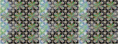 Klasik klasik klasik arka plan. Gri renklerde, altın elementlerle kusursuz desen. Kusursuz klasik raster altın desenli. Geleneksel oryantasyon süsü. Raster illüstrasyonu.