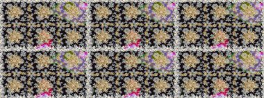 Davetiyeler, kartlar, web sayfası için Raster illüstrasyon. Doğu tarzı element. Gri renklerdeki altın element. Çizgi sanatı tasarım şablonu için kusursuz sınır. Altın çizgili çiçek dekoru.