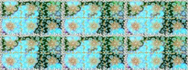 Süslü raster dekorasyonu. Barok tarzında duvar kağıdı tasarımı için kusursuz damaske deseni arkaplanı. Altın elementlerle mavi renklerde altın desen.