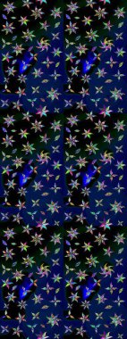 Çiçekli çiçek deseni, suluboya. Mavi ve siyah renkte çiçekler. Renkli bahar temalı eskiz kalıbı. Düz Çiçek Elementleri Tasarım Raster illüstrasyonu.