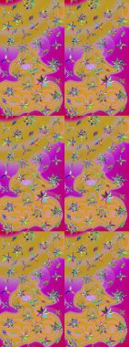 Güzel eskiz şekli. Raster çiçekli arka plan. Yazdır. Güzel kumaş deseni. Renkli Yaz Temalı eskiz kalıbı. Düz Çiçek Elementleri Tasarımı.