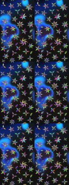 Raster illüstrasyonundaki çiçek desenli çizim. Gri ve mavi renkte çiçekler. Renkli Bahar Teması eskiz kalıbı. Düz Çiçek Elementleri Tasarımı.