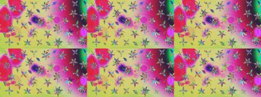 Çizim çiçek deseni duvar kağıdı, web sitesi arka planı, ambalaj kağıdı, davetiye, broşür, afiş veya web sitesi için kullanılabilir. El çizimi Raster çizimi. Parlak elementlerin.