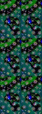 Yeşil ve siyah üzerine çiçekler. Eskiz arkaplan modeli. Suluboya, elle çizilmiş. Raster stoku.