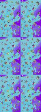 Küçük çiçekteki sevimli çiçek deseni. Raster deseni. Nazikçe, mavi ve mor renkte yaz çiçekleri. Raster illüstrasyonu.