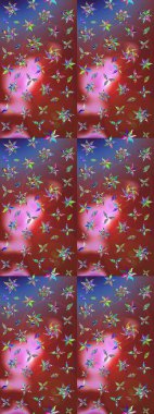 Çiçekler. Soyut etnik raster çizim kalıbı. Vadinin çiçekleri kahverengi ve kırmızı renklerde.