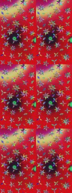 Kırmızı ve nötr renklerde şirin çiçek desenleri. Raster Modaya uygun kumaş deseni. Renkli Bahar Teması eskiz kalıbı. Düz Çiçek Elementleri Tasarımı.