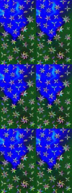 Çiçekli bahar çiçekleri. Küçük çiçekte güzel bir desen. Küçük renkli çiçekler. Moda baskıları için zarif bir şablon. Motley illüstrasyonu.