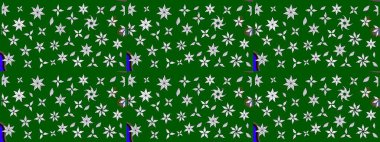 Yeşil ve nötr renklerde çiçekler. Raster illüstrasyonunda çiçek deseni çizimi.