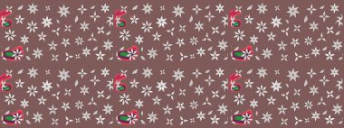 Raster illüstrasyonu. Çiçek deseni. Kahverengi ve nötr renkler üzerine çiçek çizimi. Kahverengi ve nötr renklerde çiçekler. Şatafatlı bahar bahçesi dokusu.