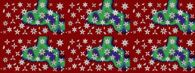 Düz Çiçek Elementleri Tasarım Raster illüstrasyonu. Kırmızı ve yeşil renkte çiçekler. Renkli bahar temalı eskiz kalıbı. Çiçekli çiçek deseni, suluboya..