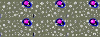 Yeşil ve beyaz renkli çiçekler. Küçük çiçekte sevimli çiçek deseni var..