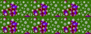 Raster illüstrasyonundaki çiçek desenli çizim. Renkli Bahar Teması eskiz kalıbı. Yeşil ve nötr renklerde çiçekler. Düz Çiçek Elementleri Tasarımı.