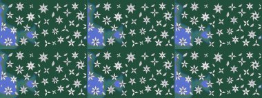 Güzel kumaş deseni. Raster suluboya deseni, narin çiçekler, yeşil ve mavi çiçekler, tebrik kartı şablonu..