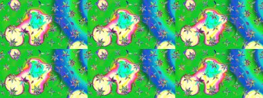 Asya tekstil tarzında. Güzel kumaş deseni. Çiçek desenli çizim. Düz Çiçek Elementleri Tasarımı. Renkli Bahar Teması eskiz kalıbı. Raster illüstrasyonu.