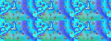 Raster illüstrasyonu. Çiçek deseni. Chichi 'nin kumaş kalıbını çiz. Düz Çiçek Elementleri Tasarımı. Renkli Bahar Teması çizim şablonu.