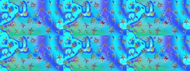 Raster illüstrasyonu. Çiçek deseni. Chichi 'nin kumaş kalıbını çiz. Düz Çiçek Elementleri Tasarımı. Renkli Bahar Teması çizim şablonu.