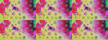 Çizim çiçek deseni duvar kağıdı, web sitesi arka planı, ambalaj kağıdı, davetiye, broşür, afiş veya web sitesi için kullanılabilir. El çizimi Raster çizimi. Parlak elementlerin.