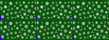 Yeşil ve nötr renklerde çiçekler. Raster illüstrasyonunda çiçek deseni çizimi.