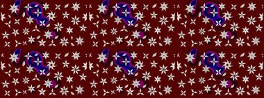 Renkli Bahar Teması eskiz kalıbı. Raster illüstrasyonu. Kırmızı ve kahverengi renkte zarif çiçekli suluboya. Düz Çiçek Elementleri Tasarımı.