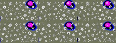 Yeşil ve beyaz renkli çiçekler. Küçük çiçekte sevimli çiçek deseni var..