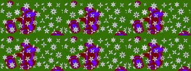 Raster illüstrasyonundaki çiçek desenli çizim. Renkli Bahar Teması eskiz kalıbı. Yeşil ve nötr renklerde çiçekler. Düz Çiçek Elementleri Tasarımı.