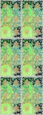 Senin tasarımın için, duvar kağıdı. Yeşil renklerde, altın çiçekli altın desenli desen. Raster geometrik arka plan. Altın rengi kusursuz illüstrasyon.