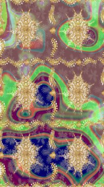 Altın renkli çizim çizimi. Senin tasarımın için, duvar kağıdı. Raster geometrik arka plan. Altın çiçekli bej renklerde altın eskiz deseni.