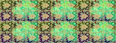 Yeşil renklerdeki altın element. Antika altın tekrarlanabilir duvar kağıdı. Barok tarzında altın çiçek süsü. Damask çizim şablonu yineleniyor.