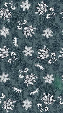 Güzel kumaş deseni. Raster suluboya deseni, narin çiçekler, yeşil ve mavi çiçekler, tebrik kartı şablonu..