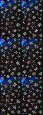 Düz Çiçek Elementleri Tasarımı. Çiçeksel fantezi tasarımı ve parlak bir arka plan çizimi. Renkli Bahar Teması çizim şablonu.