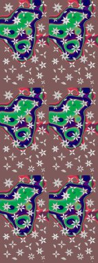 Renkli Bahar Teması eskiz kalıbı. Güzel çiçek deseni. Kahverengi ve yeşil renkli çiçekler. Düz Çiçek Elementleri Tasarımı.