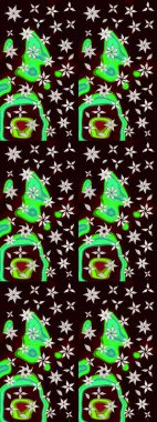 Siyah ve kahverengi renkte çiçekler. Çiçekli karalama şeklinde Raster çiçek deseni. Nazik, narin çiçek arkaplanı.