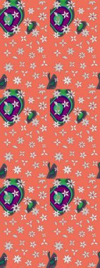 Renkli Bahar Teması eskiz kalıbı. Düz Çiçek Elementleri Tasarım Raster illüstrasyonu. Çiçek desenli eskiz. Turuncu ve nötr renkte çiçekler.