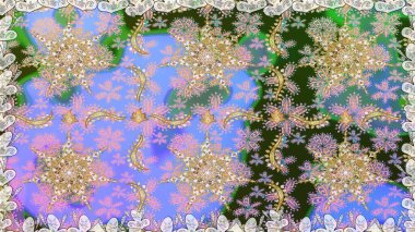 Damask pürüzsüz süsü. Tarafsız renkler üzerinde klasik oryantal desen. Geleneksel raster ve altın desen.