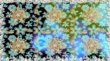 Çiçek deseni. Tarafsız renklerde altın elementler. Kusursuz raster arka plan. Duvar kâğıdı barok, İspanyol kumaşı. Şekil grafik deseni.