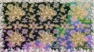 Geleneksel klasik altın desen. Gri renkli ve altın elementli altın desenli. Raster oryantal süs. Barok tarzında kusursuz bir doğulu süsü..