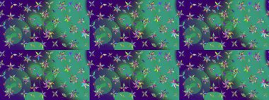 Eski usul küçük çiçekli şirin bir eskiz deseni. Moda arka planında parlak buketler. Kumaş, duvar kağıdı ve kağıt üzerine baskı yapmak için gelişen arka plan. Raster illüstrasyonu.