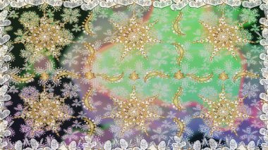 Kusursuz oryantal klasik altın desen. Tarafsız renklerde altın tekrarlayan elementler içeren Raster soyut arkaplanı.