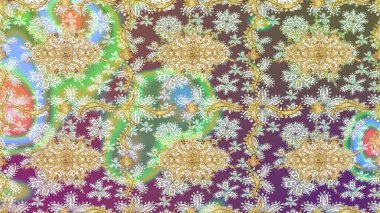 Klasik Raster Golden eskiz kalıbı. Çiçek süsü kumaş deseni, cam, çiçek desenli altın elementli, nötr renklerde metal..